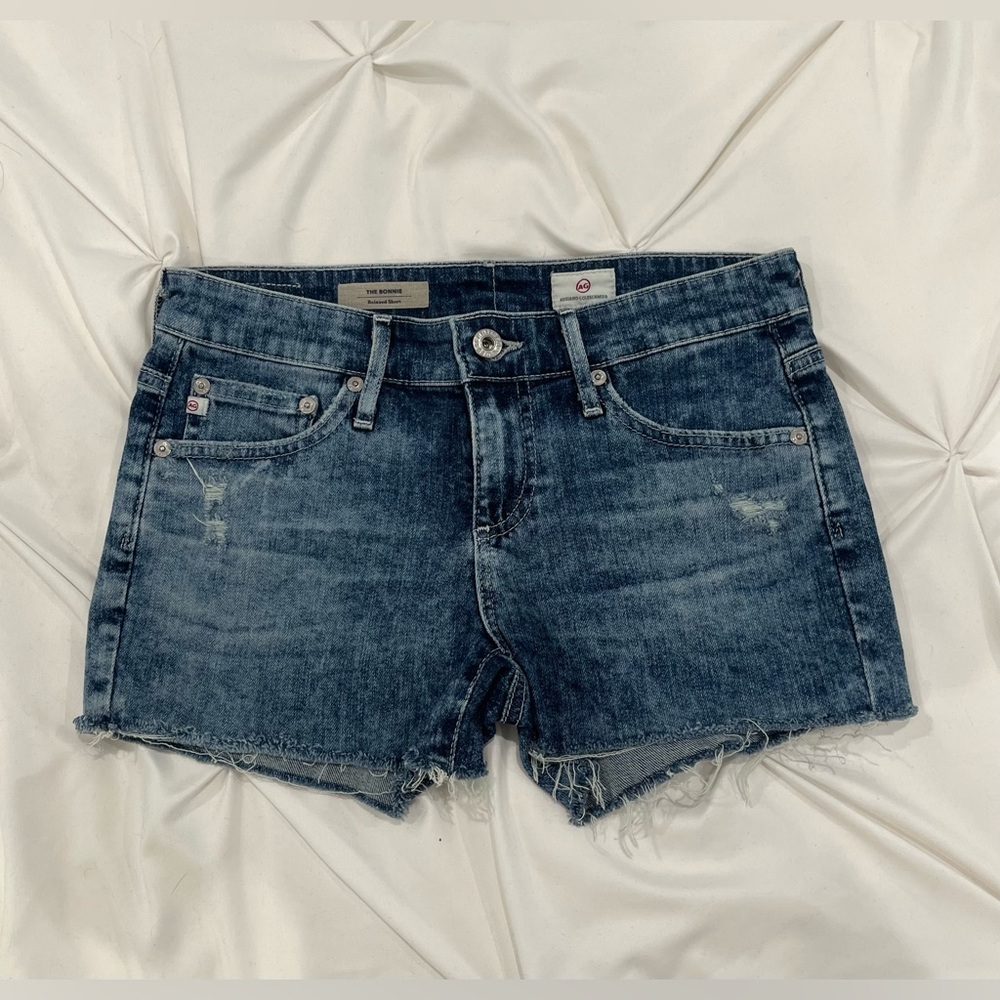 like new ag adriano goldschmied denim shorts relaxed bonnie style sz 24